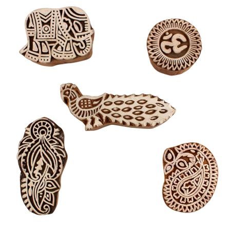 Set of 5 Piece New Mix Wooden Printing Blocks